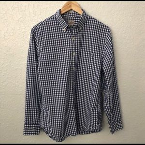 J. Crew Factory Mens Long Sleeve Button Down Dress Shirt Size Medium Blue Checks
